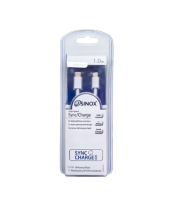 Sinox iMedia USB C til Lightning kabel. 1m. Hvid