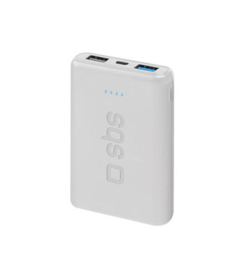 SBS hurtigtopladende powerbank. 5000 mAh. Hvid