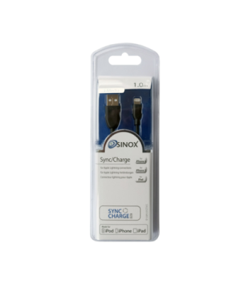 Sinox iMedia Lightning kabel 1m - sort