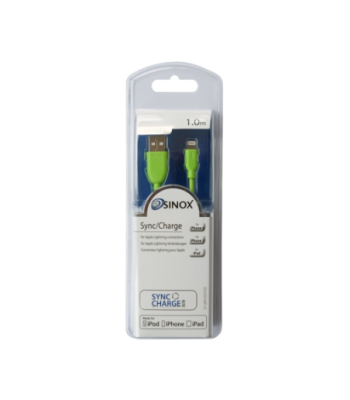 Sinox iMedia Lightning kabel 1m - grøn