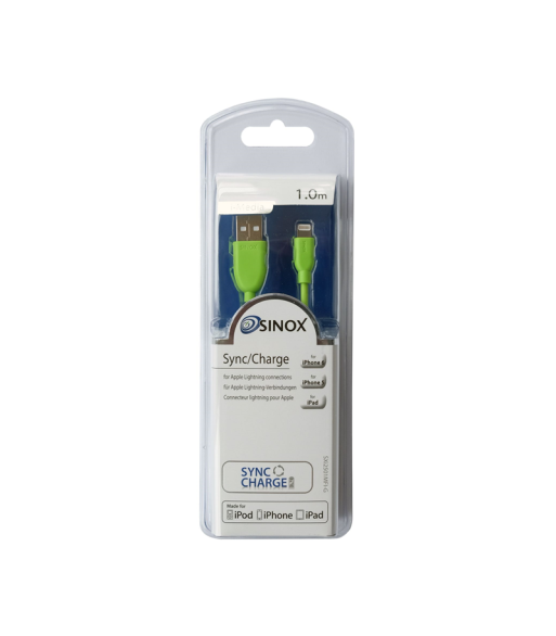 Sinox iMedia Lightning kabel 1m - grøn