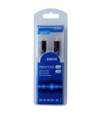 Sinox digitalt coaxial kabel. 2m. Grå/sort
