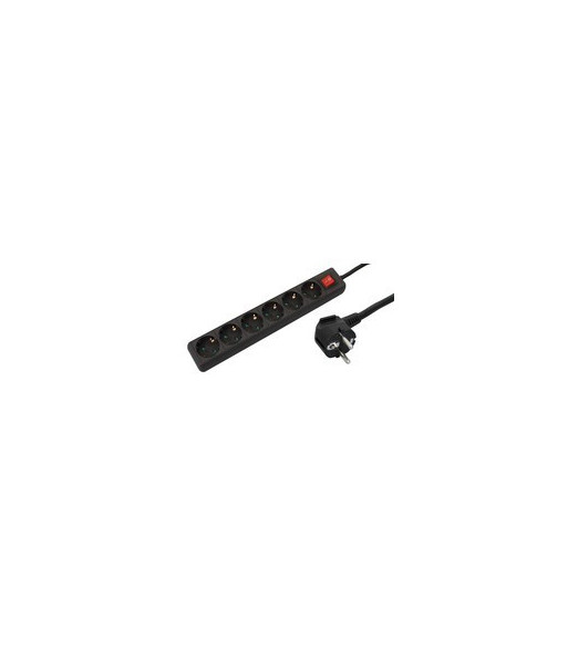 MicroConnect - Stikdåse - input: strøm - output-stikforbindelser: 6 - 1.8 m - sort