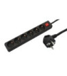 MicroConnect - Stikdåse - input: strøm - output-stikforbindelser: 6 - 1.8 m - sort