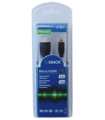 Sinox HDMI til Micro HDMI Kabel 2m - Grå/Sort