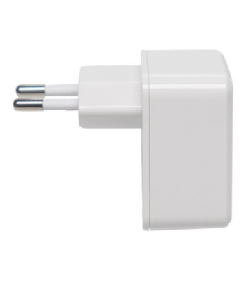 Sinox iMedia 230V dobbelt USB oplader. USB A 2,4A + USB C 3,0A. Hvid