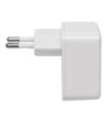 Sinox iMedia 230V dobbelt USB oplader. USB A 2,4A + USB C 3,0A. Hvid