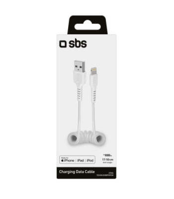 SBS Lightning spiralkabel. 17-50cm. Hvid
