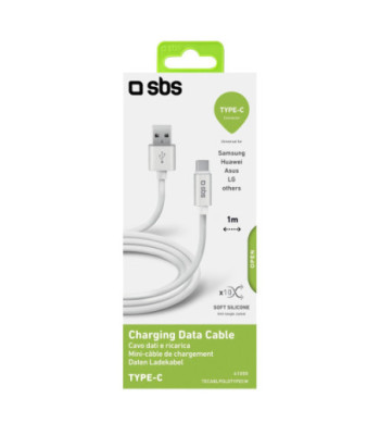 SBS Polo Collection data- og opladningskabel USB 2.0 - USB C. 1m. Hvid
