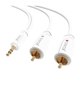 Sinox iMedia mini jack til phono kabel. 1m. Hvid