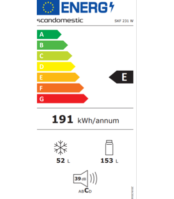 SCANDOMESTIC SKF 231 W - FRITSTÅENDE KØLEFRYSESKAB