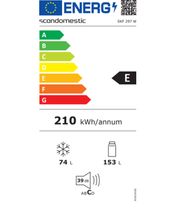 SCANDOMESTIC SKF 297 W - FRITSTÅENDE KØLEFRYSESKAB