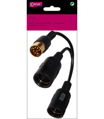 Cavus adapter kabel 8-pin DIN. 0,15m. Sort
