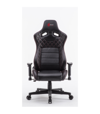 Sinox gamingstol i sort med røde syninger