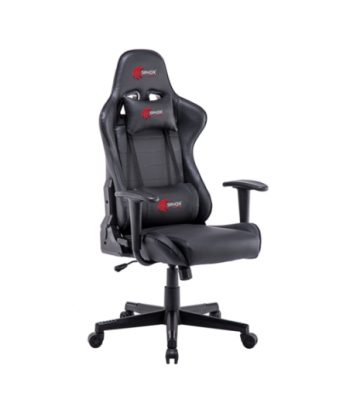 Sinox gamingstol i sort med røde syninger