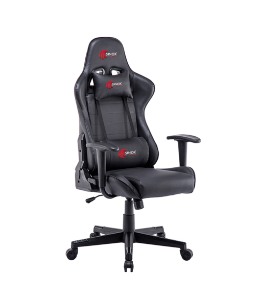 Sinox gamingstol i sort med røde syninger