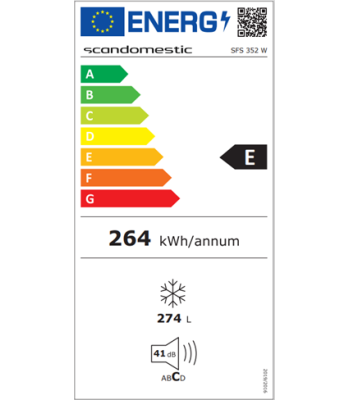 SCANDOMESTIC SFS 352 W - FRISTÅENDE FRYSESKAB
