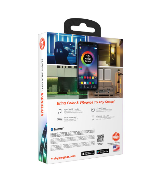 Hypergear Hypernova BT Led Strip - 10 Fod (3 Meter) Multi-Farve Hypergear Hypernova BT Led Strip - 10 Fod (3 Meter) Multi-Farve