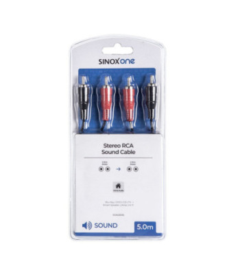 Sinox One Phono kabel. 5m. Sort