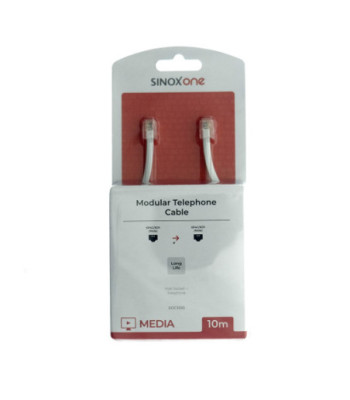 Sinox One telefonkabel. 10m. Hvid