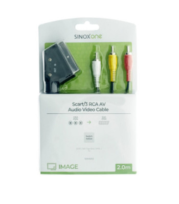 Sinox One Composite til scart kabel. 2m. Sort