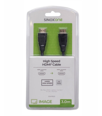 Sinox One HDMI kabel. 3m. Sort