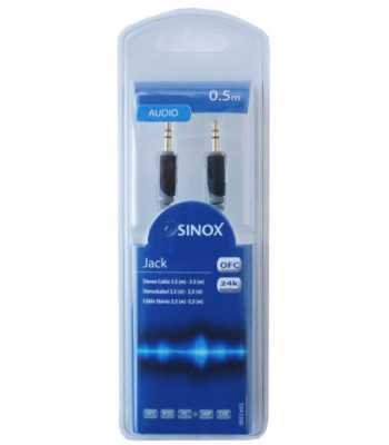 Sinox 3,5mm mini jack kabel. 0,5m. Grå/sort
