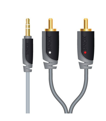 Sinox 3,5mm mini jack til phono kabel. 10m. Grå/sort