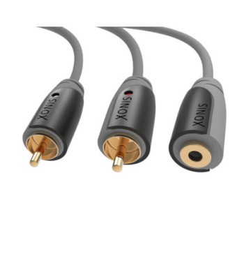 Sinox 3,5mm mini jack til phono kabel. 1m. Grå/sort