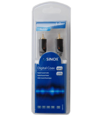 Sinox digitalt coaxial kabel. 1m. Grå/sort