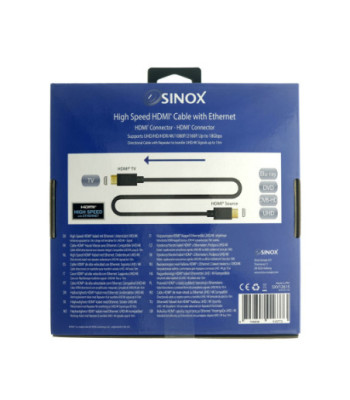 Sinox HDMI kabel 4K60Hz+E. 10m. Sort