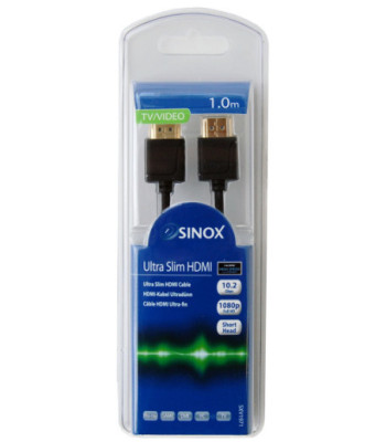 Sinox Ultra tyndt HDMI Full HD kabel. 1m. Sort