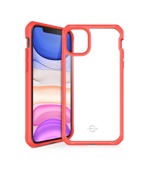 ITSKINS HYBRID SOLID cover til iPhone 11 / XR®. Koral og gennemsigtig ITSKINS HYBRID SOLID cover til iPhone 11 / XR®. Koral og gennemsigtig