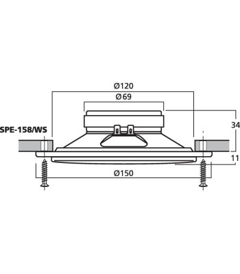 Indbygningshøjttaler - SPE-158/WS MONACOR