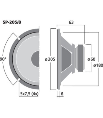 8´´ højttaler - SP-205/8 MONACOR