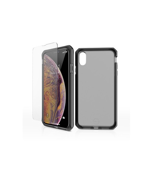 ITSKINS SUPREME FROST360 (Supreme + 2.5D Glass) ?cover til iPhone XS Max®. Sort ITSKINS SUPREME FROST360 (Supreme + 2.5D Glass) ?cover til iPhone XS Max®. Sort