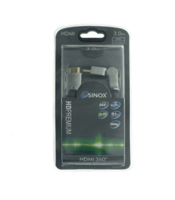 Sinox SHD HDMI kabel med Ethernet. 3m. Sort