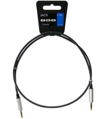 Sinox 3,5mm mini jack kabel. 0,75m. Sort
