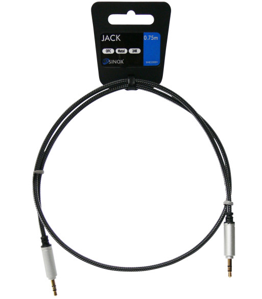 Sinox 3,5mm mini jack kabel. 0,75m. Sort Sinox 3,5mm mini jack kabel. 0,75m. Sort