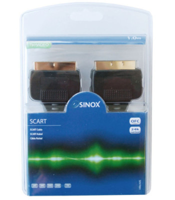 Sinox Scart kabel. 1m. Sort