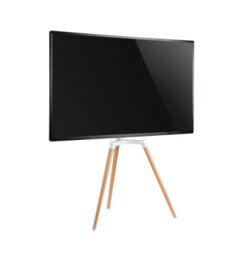Sinox Tripod TV gulvstand med drejbar top. 50"-65". Lyst træ/hvid