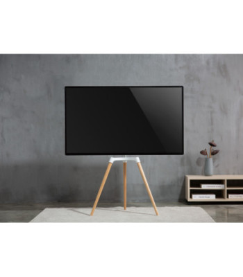Sinox Tripod TV gulvstand med drejbar top. 50"-65". Lyst træ/hvid