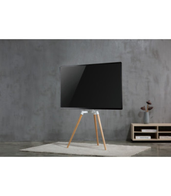 Sinox Tripod TV gulvstand med drejbar top. 50"-65". Lyst træ/hvid