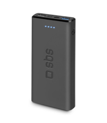 SBS hurtigtopladende powerbank. 10,000 mAh. Sort