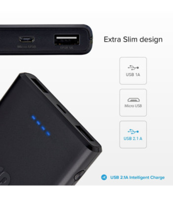 SBS hurtigtopladende powerbank. 10,000 mAh. Sort