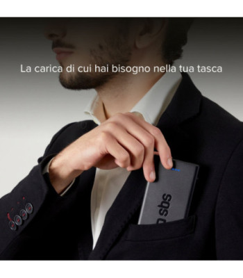 SBS hurtigtopladende powerbank. 10,000 mAh. Sort
