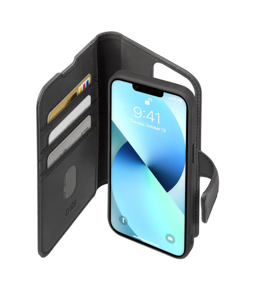 SBS book cover med aftageligt cover til iPhone 13®. Sort SBS book cover med aftageligt cover til iPhone 13®. Sort
