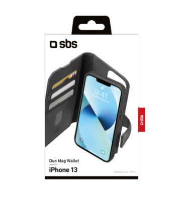 SBS book cover med aftageligt cover til iPhone 13®. Sort