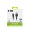 SBS data- og opladningskabel USB 2.0 - USB C. 1m. Sort