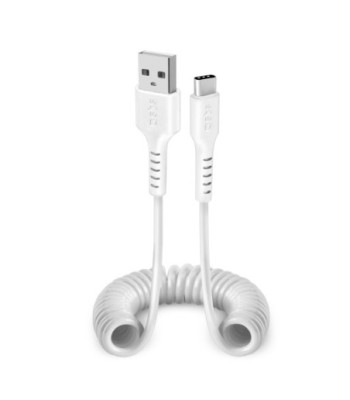 SBS data- og opladning spiralkabel USB 2.0 - USB C. 17-100cm. Hvid